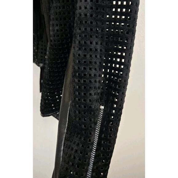 Vintage Alberto Makali Fringe Perforated Moto Hippie Rock Punk Sleeze MED Poly - Picture 4 of 9